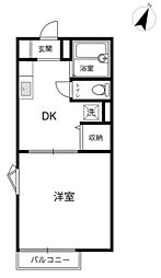コーポラス友松 1DKの間取図画像