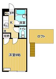 ロフティ鶴ヶ谷II 1階1Kの間取り