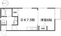 MKハイツII 2階1DKの間取り