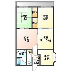 メゾン津山 4DKの間取図画像