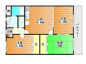 大阪府柏原市旭ケ丘２丁目（賃貸マンション3LDK・1階・60.10㎡） その2