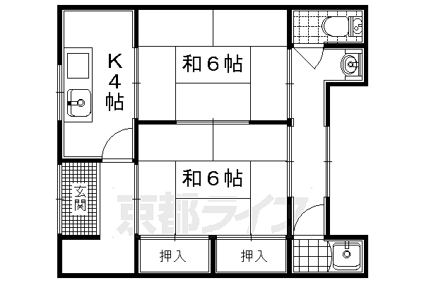 ヴィラメゾン312 B-203｜京都府八幡市八幡垣内山(賃貸アパート2K・2階・43.60㎡)の写真 その2