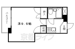 京都地下鉄東西線 山科駅 徒歩8分の賃貸マンション 4階1Kの間取り