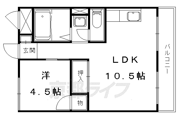 京都府京都市山科区御陵原西町(賃貸マンション1LDK・3階・35.50㎡)の写真 その2