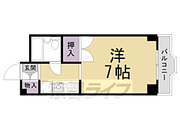 向島スタジオフラッツ 3階1Kの間取り