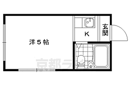 京都地下鉄東西線 椥辻駅 徒歩20分の賃貸マンション 1階1Kの間取り