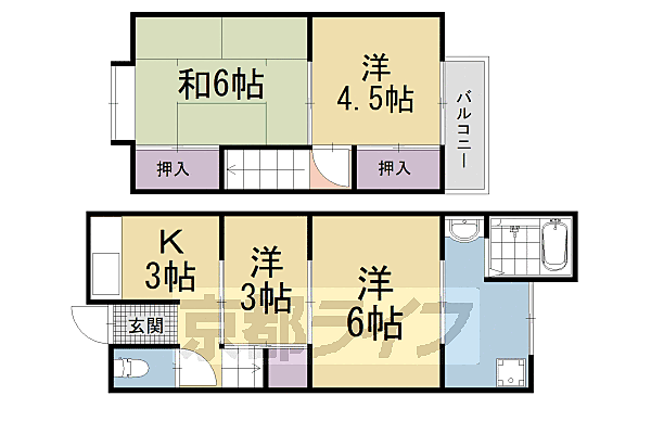 京都府京都市山科区椥辻草海道町(賃貸一戸建4DK・--・56.75㎡)の写真 その2