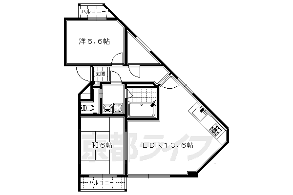 シャン・デ・リ 106｜京都府京都市伏見区深草野手町(賃貸マンション2LDK・1階・57.50㎡)の写真 その2