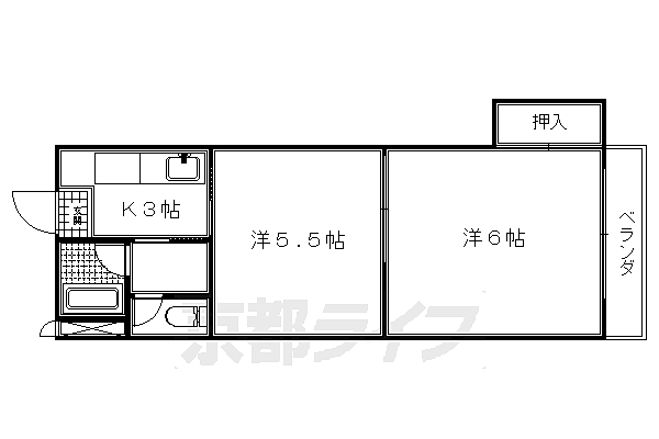 アーバンヒル桃山 2C｜京都府京都市伏見区桃山町丹後(賃貸マンション2K・2階・22.70㎡)の写真 その2