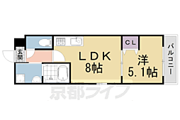 ＣＵＬＴＩ京都六地蔵 1階1LDKの間取り