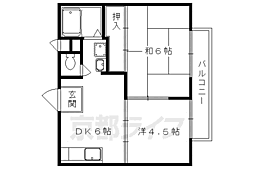 JR東海道・山陽本線 山科駅 徒歩8分の賃貸アパート 2階2DKの間取り