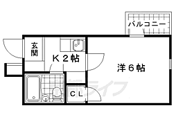 京都地下鉄東西線 椥辻駅 徒歩9分の賃貸マンション 4階1Kの間取り