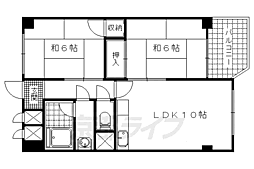 京都地下鉄東西線 小野駅 徒歩10分の賃貸マンション 3階2LDKの間取り