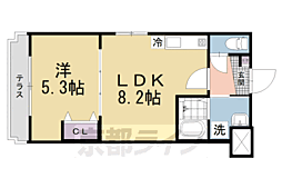 仮）ＣＵＯＲＥ城陽 1階1LDKの間取り
