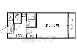 京都地下鉄東西線 東野駅 徒歩3分の賃貸マンション 1階1Kの間取り