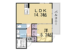 ラフィーネ丹波橋 3階1LDKの間取り