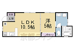 ボヌールハウス京都稲荷 1階1LDKの間取り