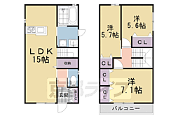 広野町尖山貸家 3LDKの間取り