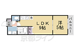 JR東海道・山陽本線 山科駅 徒歩5分の賃貸マンション 2階1LDKの間取り