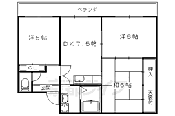 京都地下鉄東西線 椥辻駅 徒歩20分の賃貸マンション 1階3DKの間取り