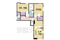 リヴェール久津川 2階2LDKの間取り