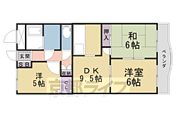 JR片町線(学研都市線) 大住駅 徒歩4分の賃貸マンション 1階3DKの間取り