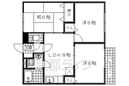JR奈良線 山城青谷駅 6kmの賃貸アパート 2階3DKの間取り