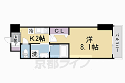 京阪本線 枚方公園駅 徒歩2分の賃貸マンション 5階1Kの間取り