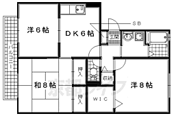 JR片町線(学研都市線) 京田辺駅 徒歩6分の賃貸アパート 3階3DKの間取り
