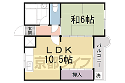 京都地下鉄東西線 東野駅 徒歩18分の賃貸マンション 3階1LDKの間取り