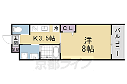 京都地下鉄東西線 椥辻駅 徒歩5分の賃貸マンション 5階1Kの間取り