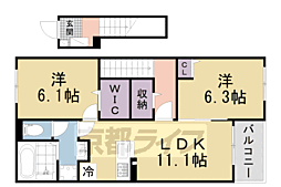 JR関西本線 加茂駅 徒歩7分の賃貸アパート 2階2LDKの間取り