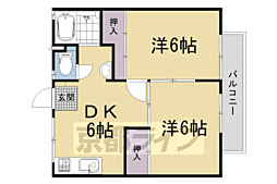 メゾンレポス伊勢田 1階2DKの間取り