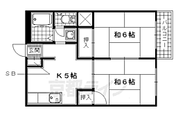マンション幸　Ｄ棟 2階2DKの間取り