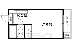 タケトミ観月橋 2階1Kの間取り