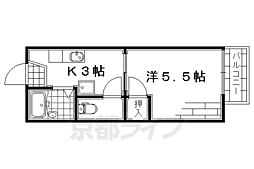 ライトハウス・イースト 2階1Kの間取り