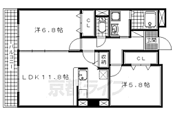 京阪本線 石清水八幡宮駅 徒歩29分の賃貸マンション 3階2LDKの間取り