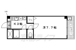 JR東海道・山陽本線 山科駅 徒歩6分の賃貸マンション 2階1Kの間取り