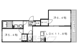 JR東海道・山陽本線 山科駅 徒歩12分の賃貸マンション 3階2LDKの間取り