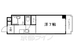 京都地下鉄東西線 小野駅 徒歩3分の賃貸マンション 4階1Kの間取り