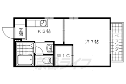 JR東海道・山陽本線 山科駅 徒歩4分の賃貸アパート 1階1Kの間取り