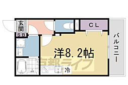 京都地下鉄東西線 椥辻駅 徒歩6分の賃貸マンション 3階ワンルームの間取り