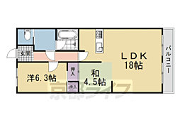 ラポート長谷川 1階2LDKの間取り
