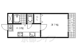 近鉄京都線 興戸駅 徒歩6分の賃貸マンション 2階1Kの間取り