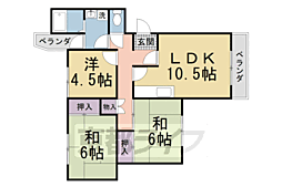 京阪本線 石清水八幡宮駅 徒歩9分の賃貸マンション 3階3LDKの間取り