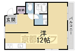 京都地下鉄東西線 椥辻駅 徒歩14分の賃貸マンション 3階ワンルームの間取り