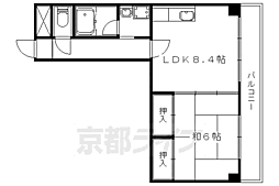 京都地下鉄東西線 椥辻駅 徒歩17分の賃貸マンション 6階1LDKの間取り