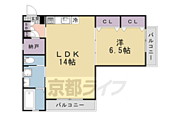 京阪本線 御殿山駅 徒歩6分の賃貸アパート 1階1LDKの間取り