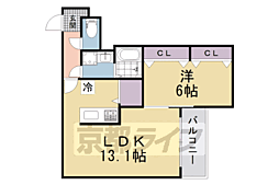 京阪本線 樟葉駅 徒歩12分の賃貸アパート 3階1LDKの間取り