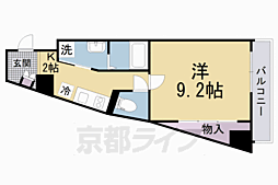 京阪本線 枚方公園駅 徒歩2分の賃貸マンション 2階1Kの間取り